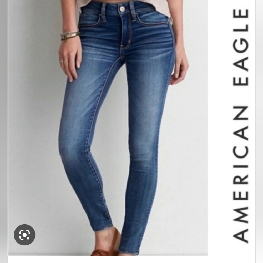 American Eagle Outfitters Women's Mid-Rise Blue Skinny Jeans